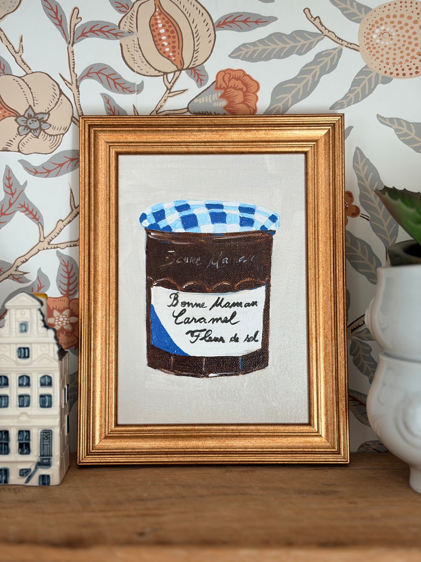 Bonne Maman Caramel Painting: French Kitchen Art, 5x7 Original Acrylic