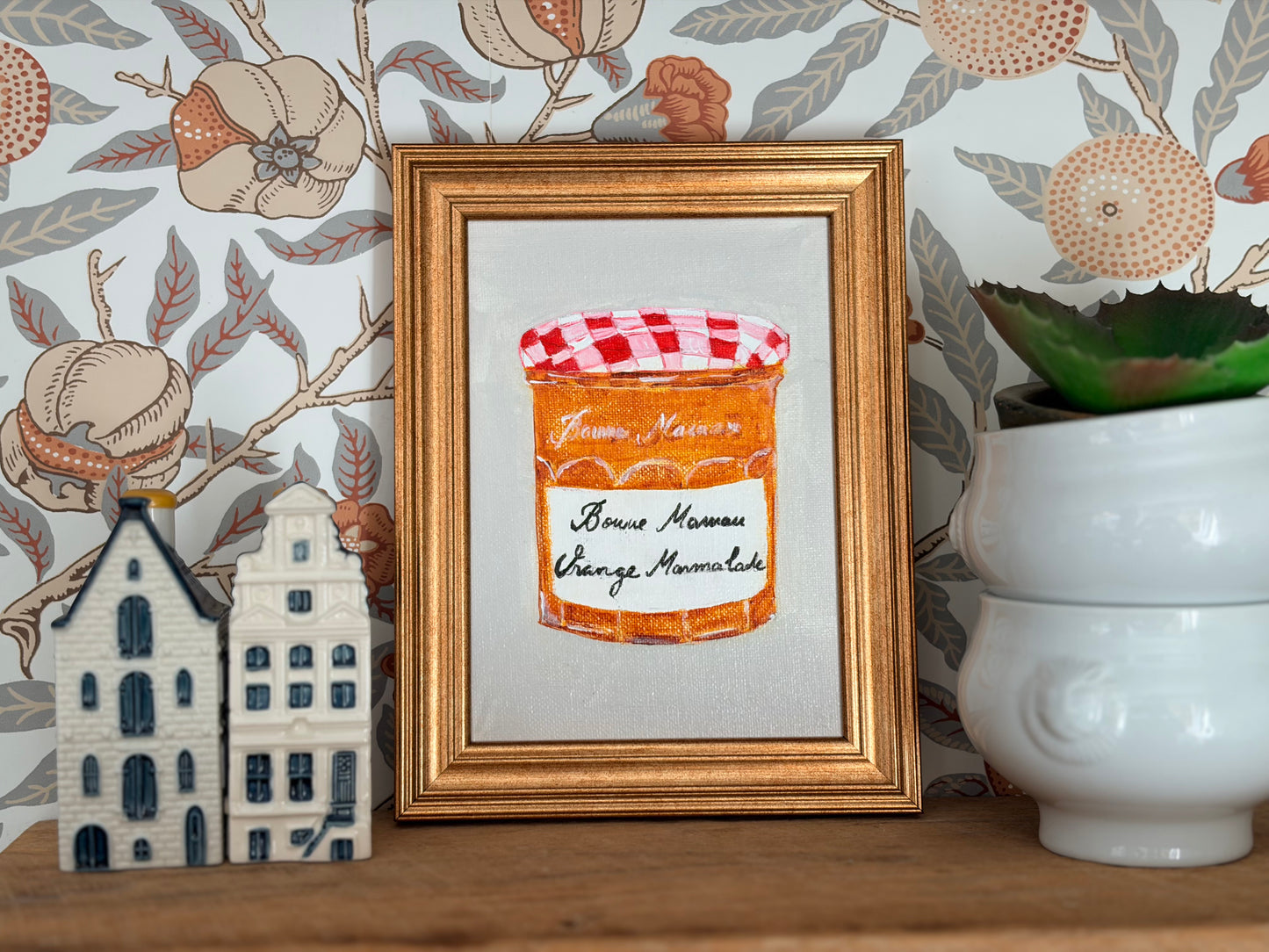 Bonne Maman Orange Marmalade Painting: French Kitchen Art, 5x7 Original Acrylic