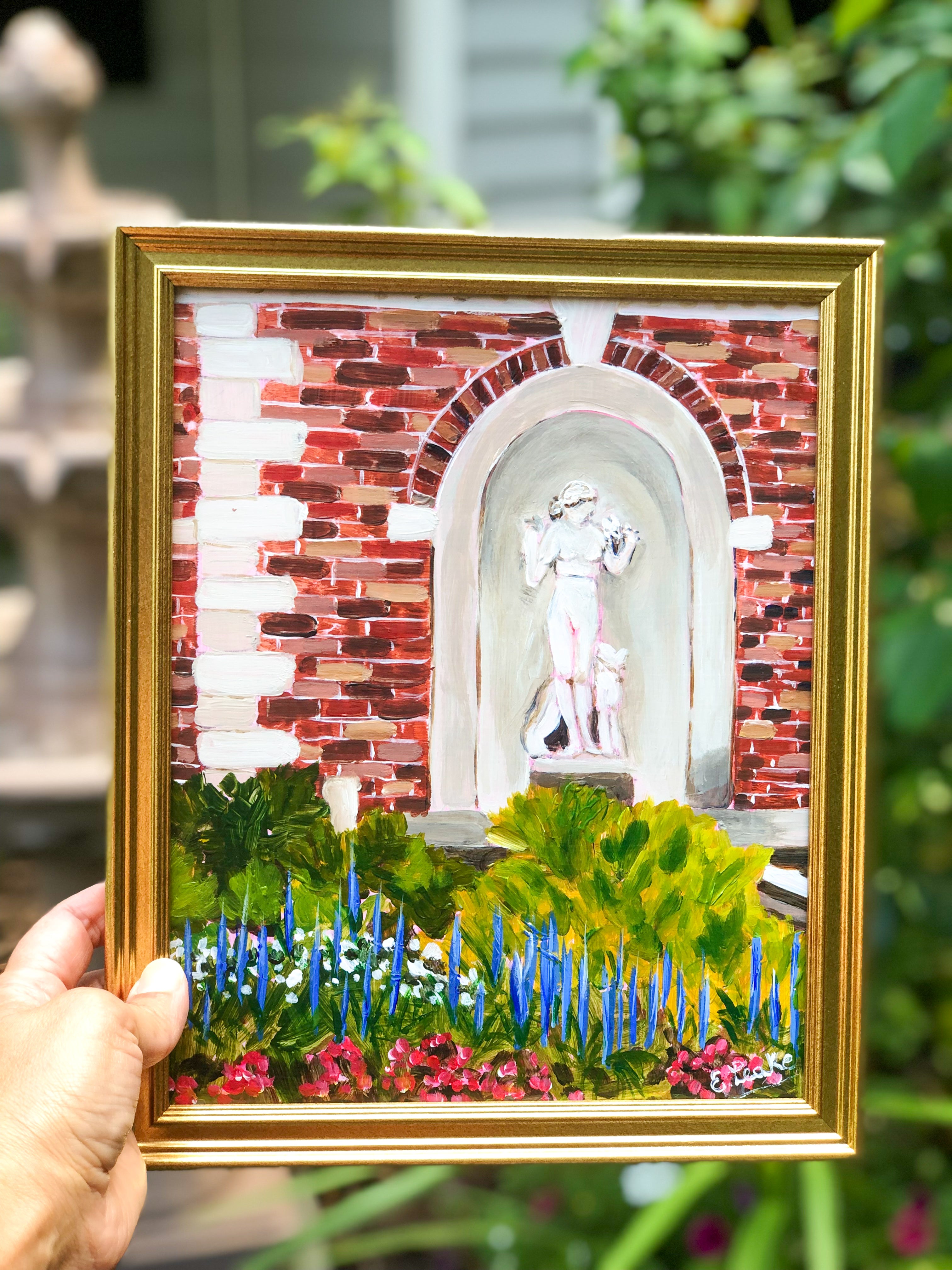 Saratoga Springs Painting: Neoclassical Spa Artwork with Gold Frame