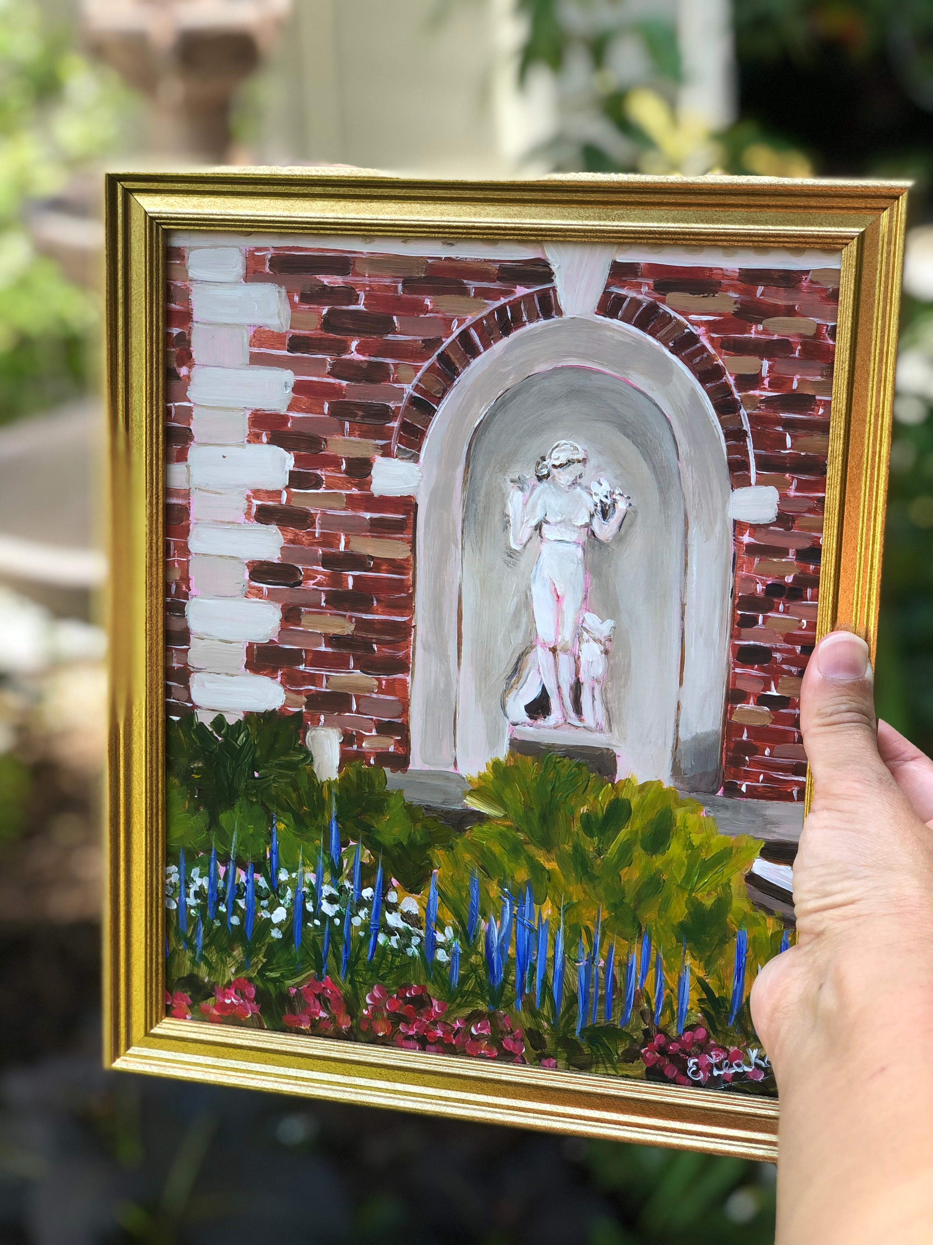 Saratoga Springs Painting: Neoclassical Spa Artwork with Gold Frame