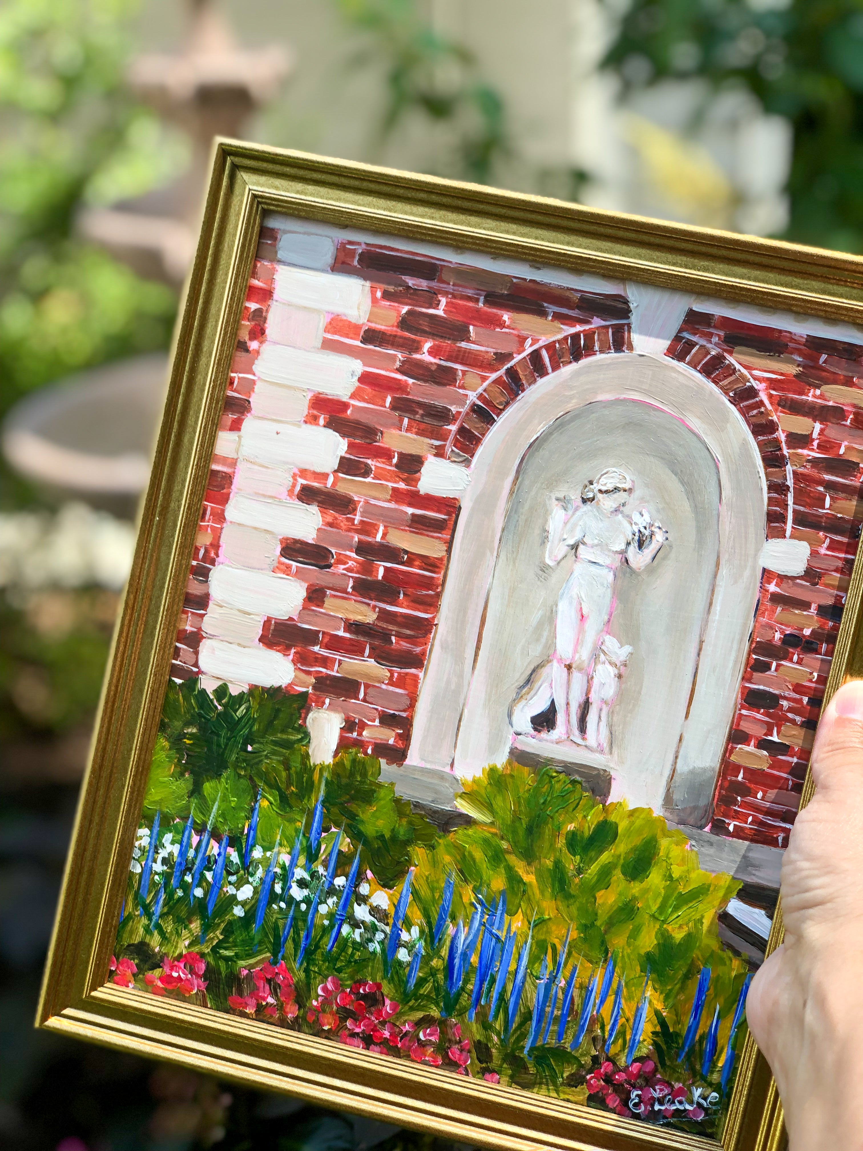 Saratoga Springs Painting: Neoclassical Spa Artwork with Gold Frame