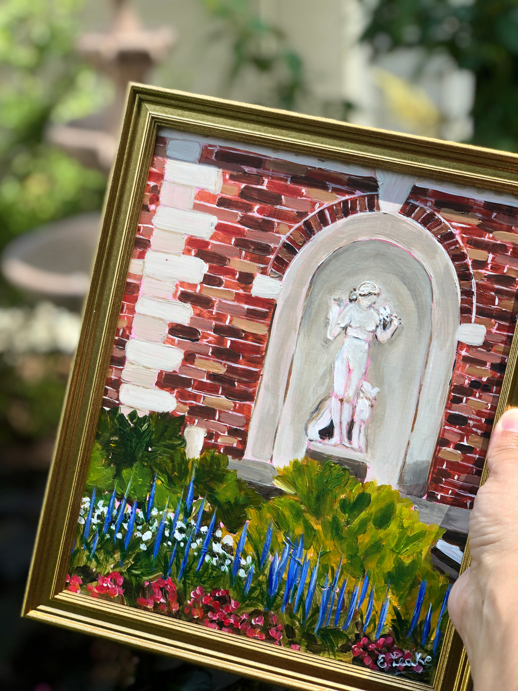 Saratoga Springs Painting: Neoclassical Spa Artwork with Gold Frame