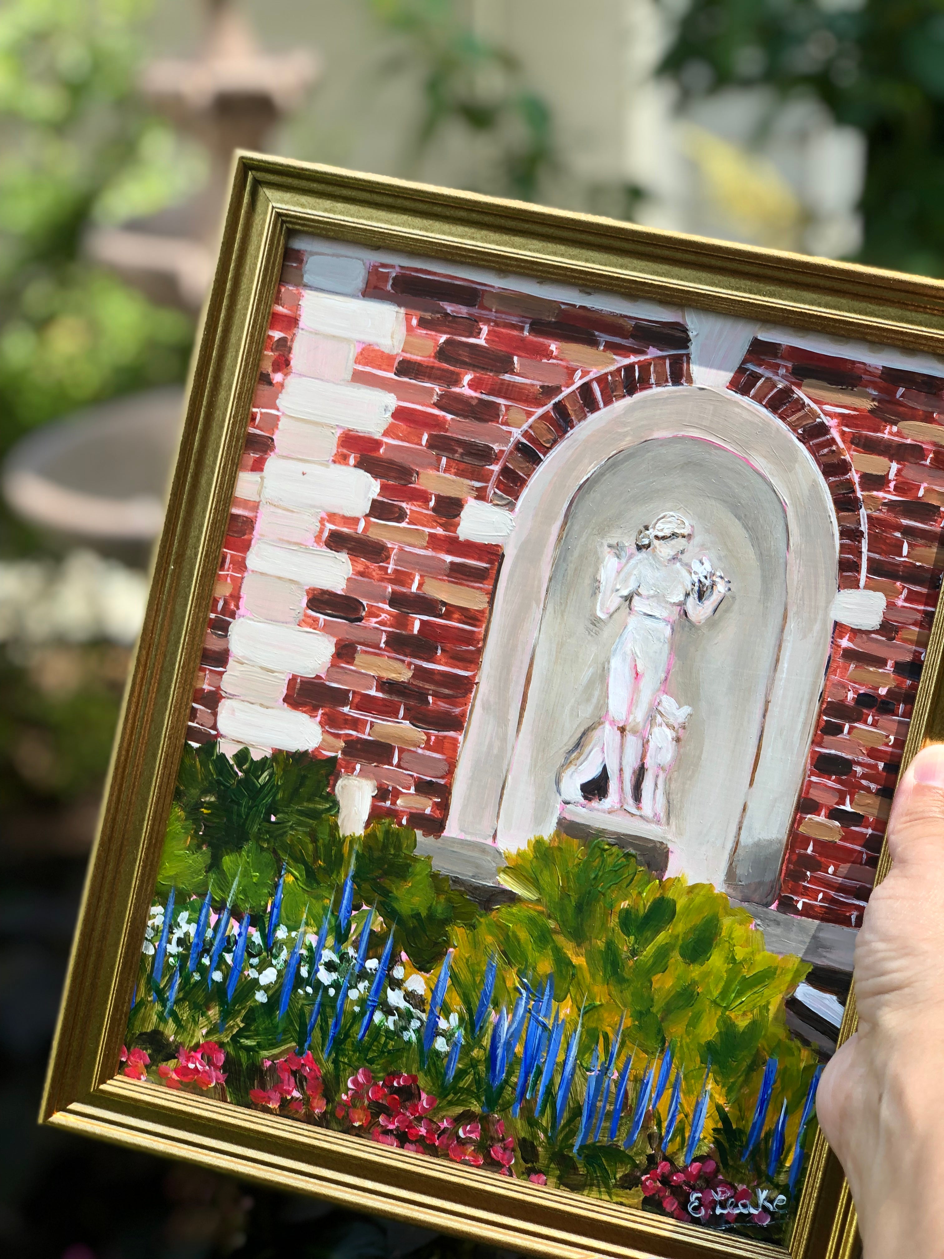 Saratoga Springs Painting: Neoclassical Spa Artwork with Gold Frame