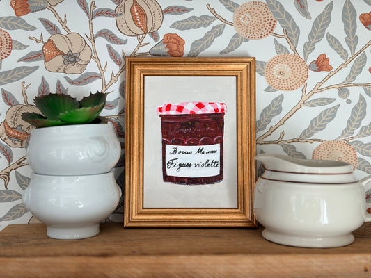 Bonne Maman Fig Jam Painting: French Kitchen Art, 5x7 Original Acrylic